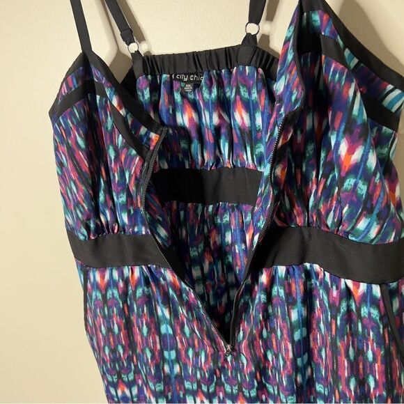 City Chic Sleeveless Multicolor 1/2 Front Zip Dress Size XXL - Picture 6 of 10